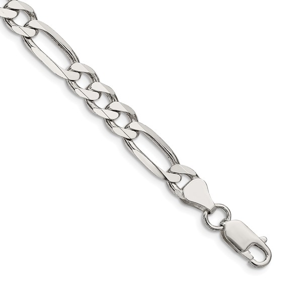 8" STERLING SILVER 6.75MM FIGARO CHAIN WITH A LOBSTER CLASP