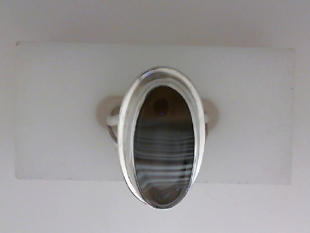 SARATOGA JEWELS STERLING SILVER SPLIT SHANK RING WITH A BEZEL SET BOSWANA AGATE