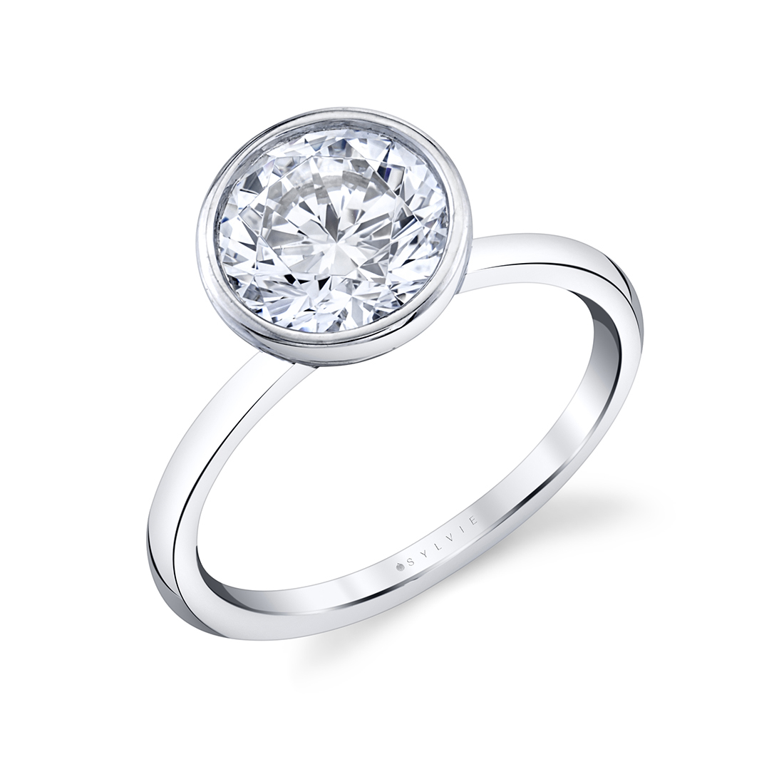 SILVER SAMPLE POLISHED SHANK BEZEL SETTING FOR A 2CT ROUND