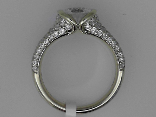 SILVER CZ SAMPLE HALF BEZEL SEMI MOUNTING WITH .96CTTW ROUNDS FOR A 2.5CT OVAL CENTER
