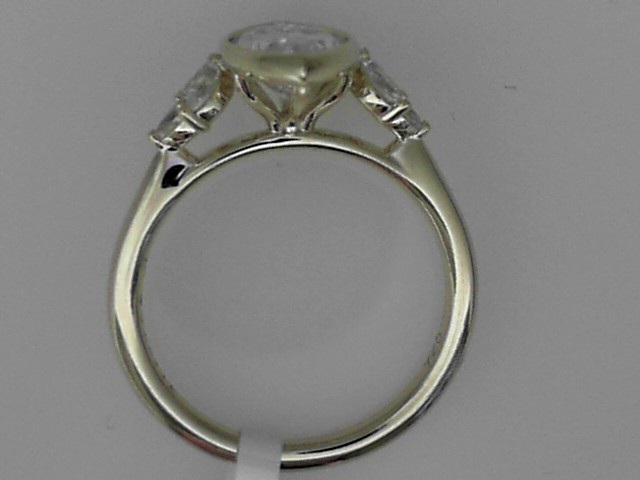 SILVER CZ SAMPLE BEZEL SET SEMI MOUNTING WITH .38CTTW MARQUISE SIDES FOR A 2CT MARQUISE CENTER