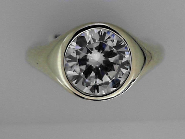 SILVER SAMPLE POLISHED SHANK BEZEL SETTING FOR A 2CT ROUND CENTER