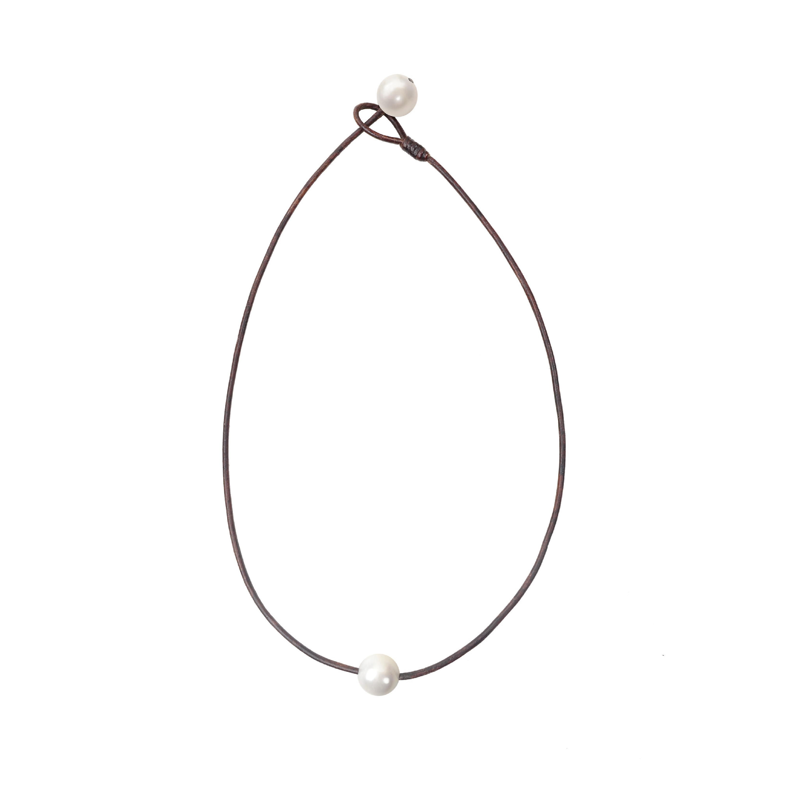 VINCENT PEACH SEAPLICITY NECKLACE WITH A LARGE FRESHWATER TISSUE PEARL ON PREMIUM LEATHER