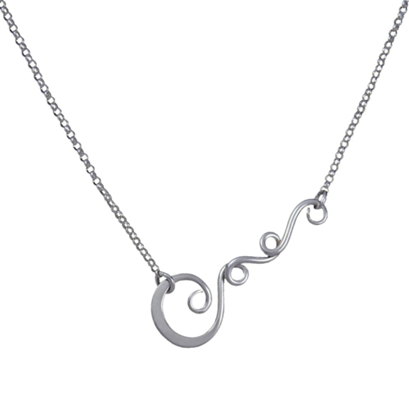 SARATOGA JEWELS STERLING SILVER TENDRIL ABSTRACTS VINE NECKLACE ON AN 18" CHAIN