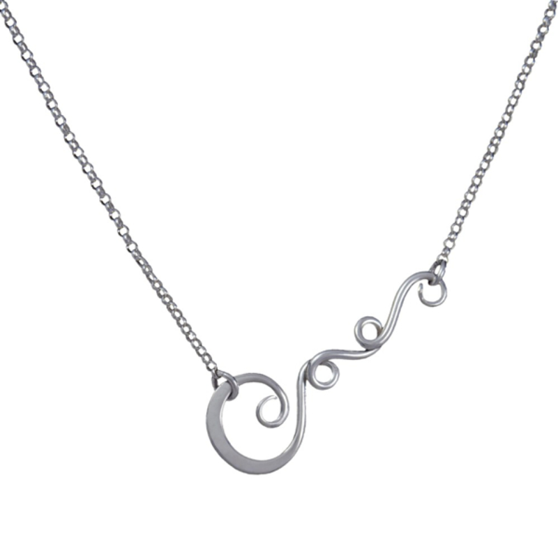SARATOGA JEWELS STERLING SILVER TENDRIL ABSTRACTS VINE NECKLACE ON AN 18
