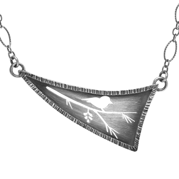 SARATOGA JEWELS STERLING SILVER WILDERNESS BIRD NECKLACE