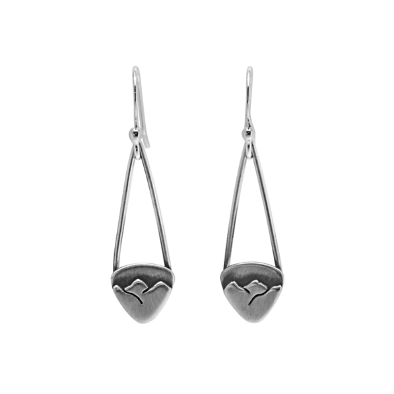 SARATOGA JEWELS STERLING SILVER MOUNTAIN COLLECTION INVERTED TRIANGLE EARRINGS