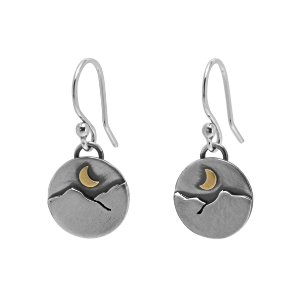 SARATOGA JEWELS STERLING SILVER MOUNTAIN ROUND EARRINGS ON WIRES