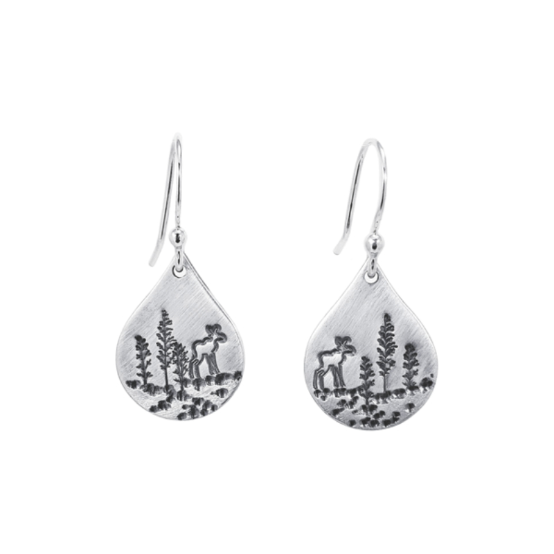 SARATOGA JEWELS STERLING SILVER MOOSE SMALL DROP EARRINGS
