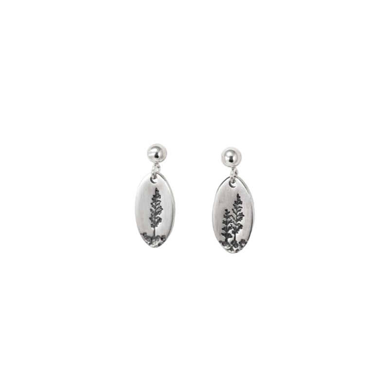 SARATOGA JEWELS STERLING SILVER LANDSCAPE TREE SMALL OVAL POST EARRINGS