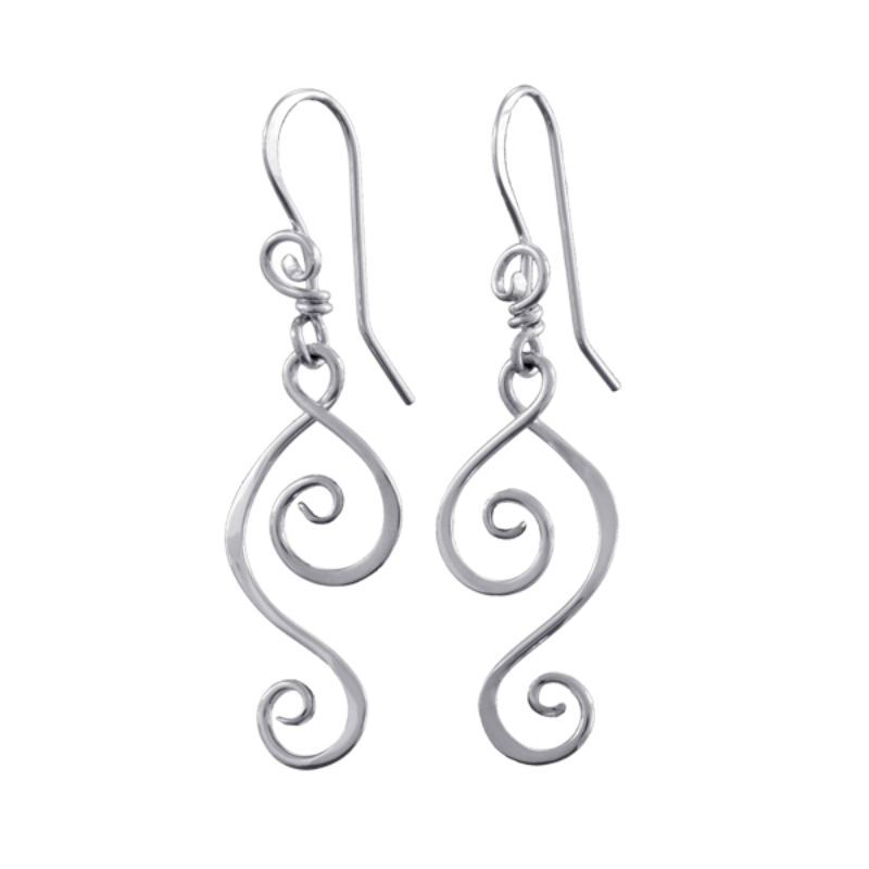 SARATOGA JEWELS STERLING SILVER TENDRIL ABSTRACTS MERMAID EARRINGS ON WIRES