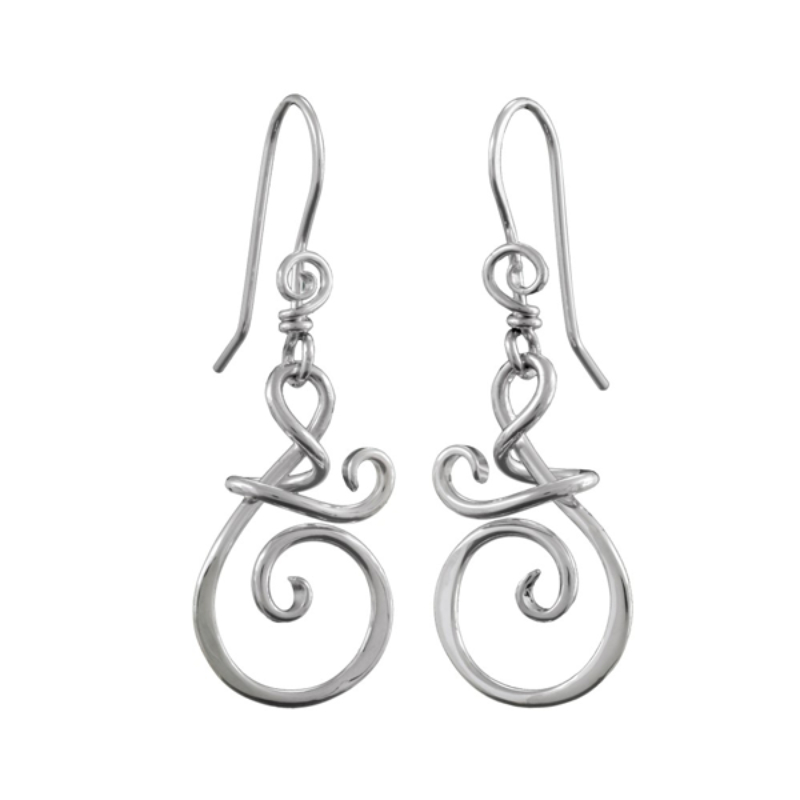SARATOGA JEWELS STERLING SILVER TENDRIL ABSTRACTS FRIENDS EARRINGS ON WIRES