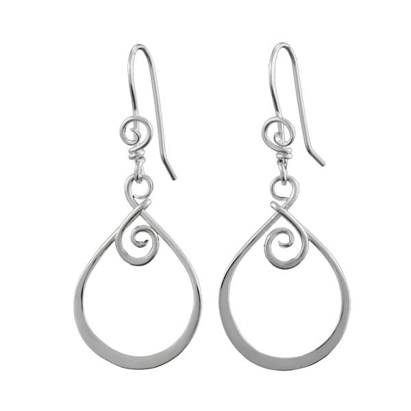 SARATOGA JEWELS STERLING SILVER SMALL TENDRIL ABSTRACTS EMERGENCE EARRINGS ON WIRES