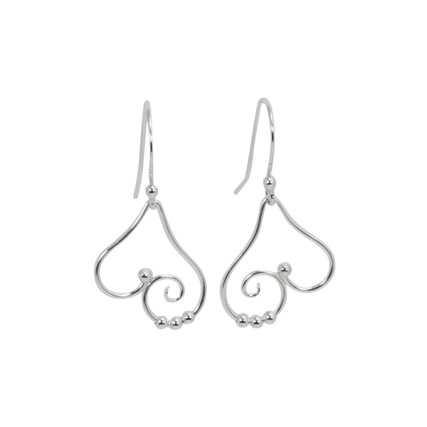 SARATOGA JEWELS STERLING SILVER DEW DROP HEART EARRINGS ON  WIRES