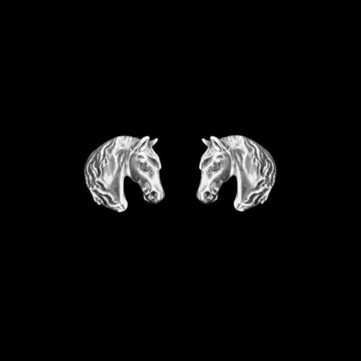JANE HEART STERLING SILVER HORSEHEAD POST EARRINGS