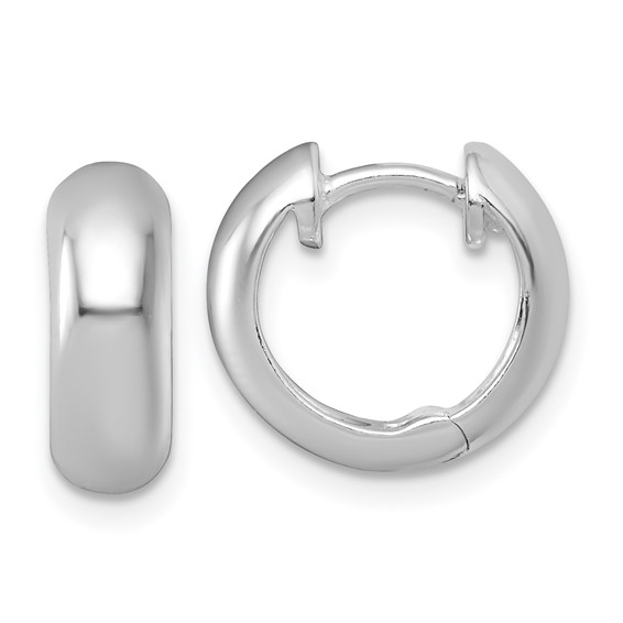 STERLING SILVER 5MM RHODIUM PLATED HUGGIE HOOP EARRINGS