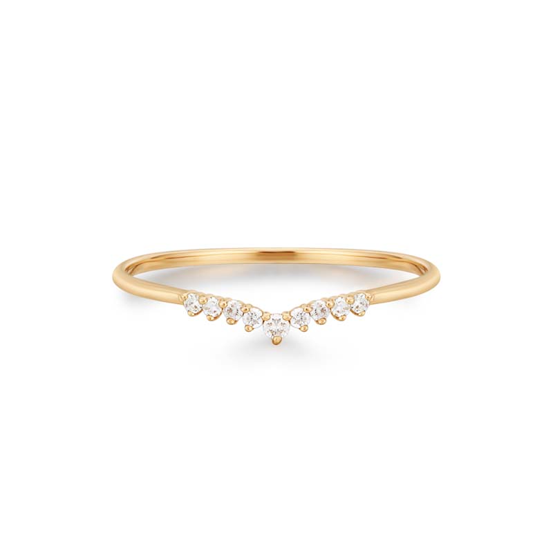 AURELIE GI "FROST" 14K YELLOW GOLD CURVED DIAMOND BAND
