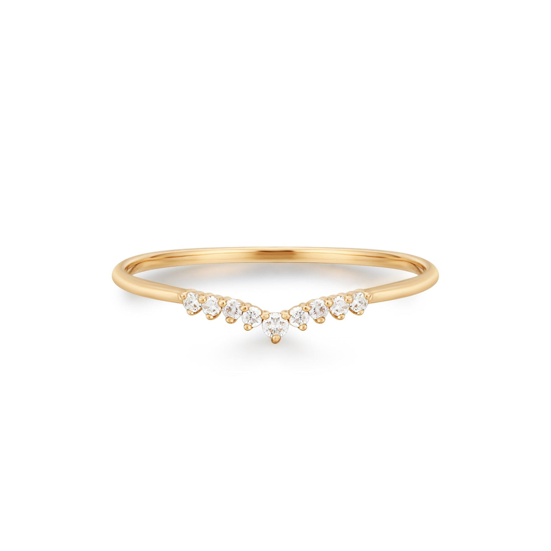 AURELIE GI "FROST" 14K YELLOW GOLD CURVED DIAMOND BAND