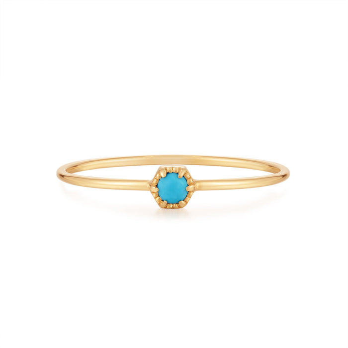 AURELIE GI "AMINA" 14K YELLOW GOLD TURQUISE SOLITAIRE RING