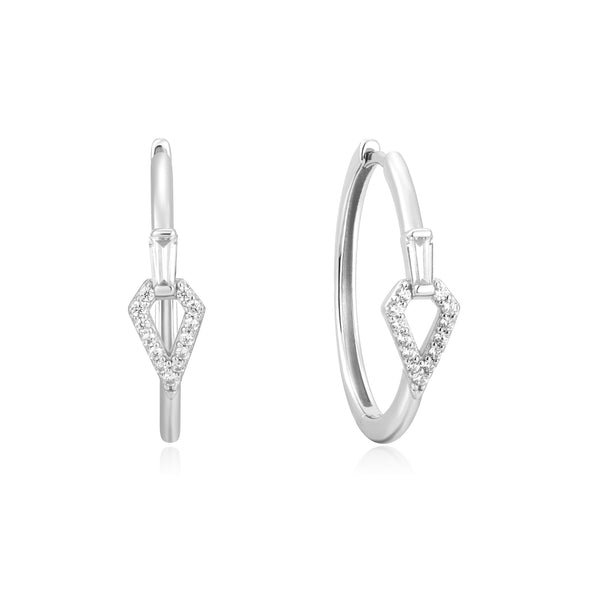 ANIA HAIE STERLING SILVER CUBIC ZIRCONIA GEOMETRIC HOOP EARRINGS