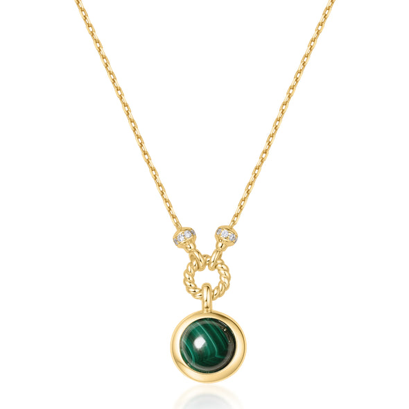 ANIA HAIE 14K GOLD PLATED ON STERLING SILVER GOLD MALACHITE AND TURQUOISE REVERSIBLE VACATION NECKLACE