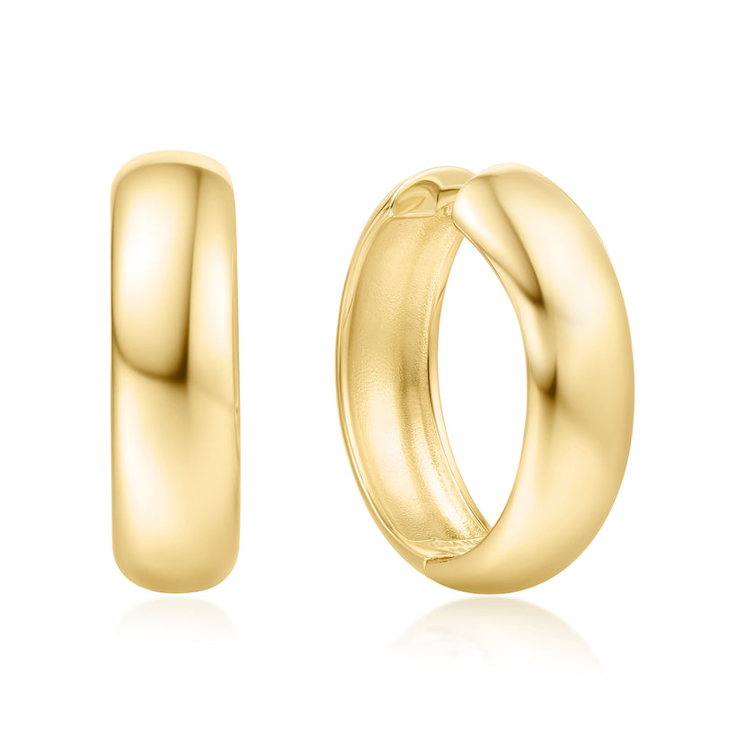ANIA HAIE 14K GOLD PLATED ON STERLING SILVER GOLD CHUBBY LARGE HUGGIE HOOP EARRINGS