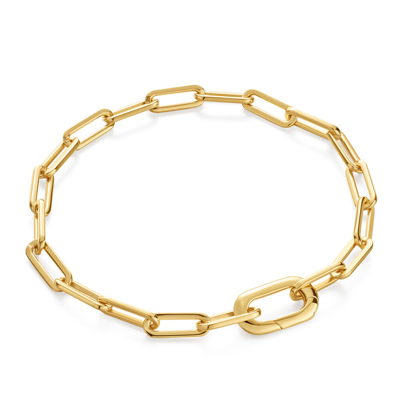 ANIA HAIE 14K GOLD PLATED ON STERLING SILVER GOLD LINKED CHUNKY BRACELET