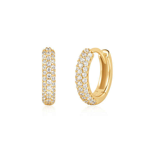 ANIA HAIE 14K GOLD PLATED ON STERLING SILVER GOLD PAVE HUGGIE EARRINGS
