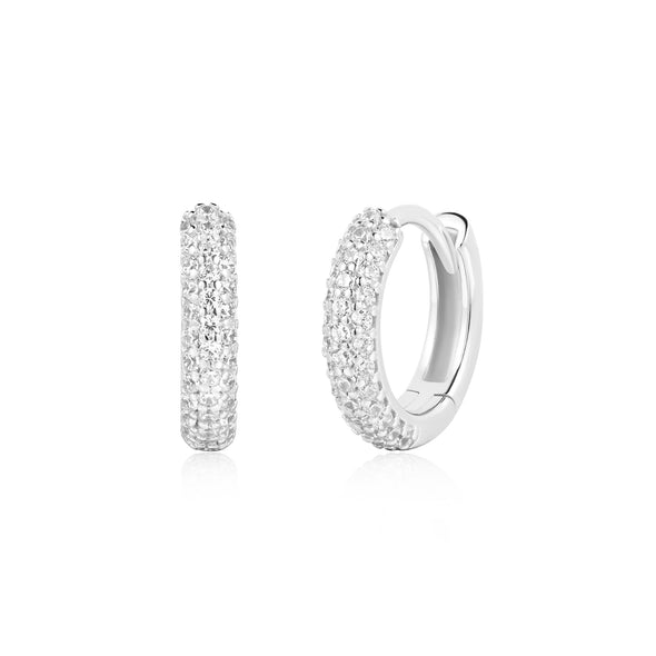 ANIA HAIE STERLING SILVER PAVE HUGGIE EARRINGS