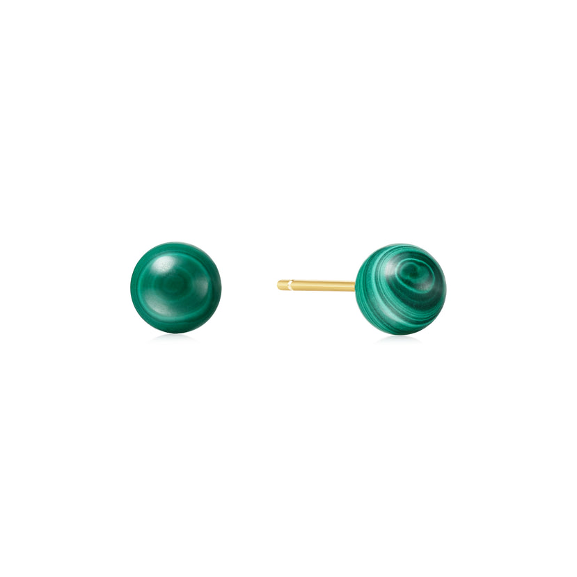 ANIA HAIE 14K GOLD PLATED ON STERLING SILVER GOLD MALACHITE SPHERE STUD EARRINGS