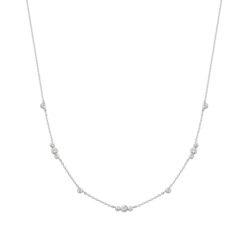 ANIA HAIE STERLING SILVER SPARKLING BEZEL CUBIC ZIRCONIA STATION NECKLACE