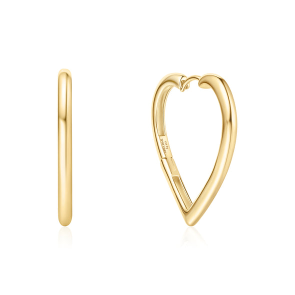 ANIA HAIE 14K GOLD PLATED ON STERLING SILVER LARGE HEART HOOP EARRINGS