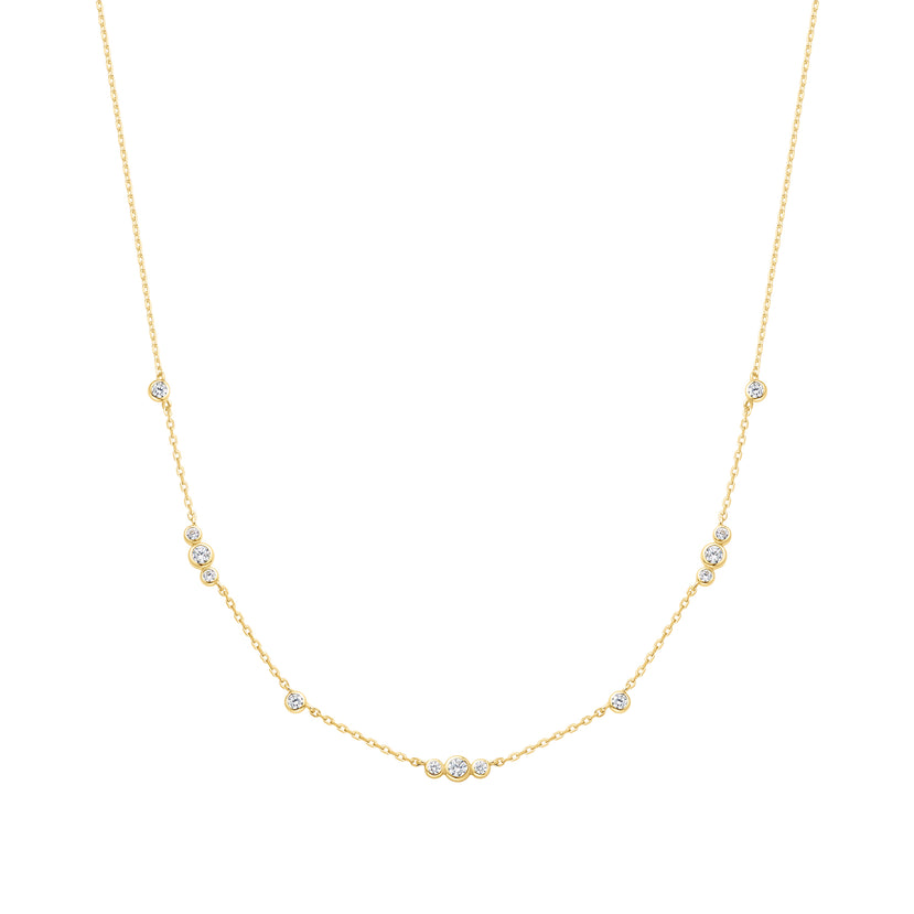 ANIA HAIE 14K GOLD PLATED ON STERLING SILVER GOLD SPARKLING BEZEL CUBIC ZIRCONIA STATION NECKLACE