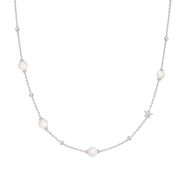 ANIA HAIE STERLING SILVER SHELL PEARL AND STARS STATION NECKLACE