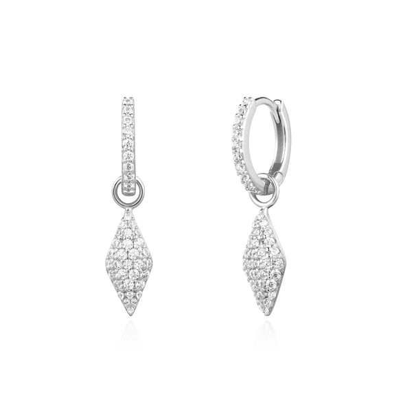 ANIA HAIE STERLING SILVER PAVE SPARKLE DROP HUGGIES EARRINGS