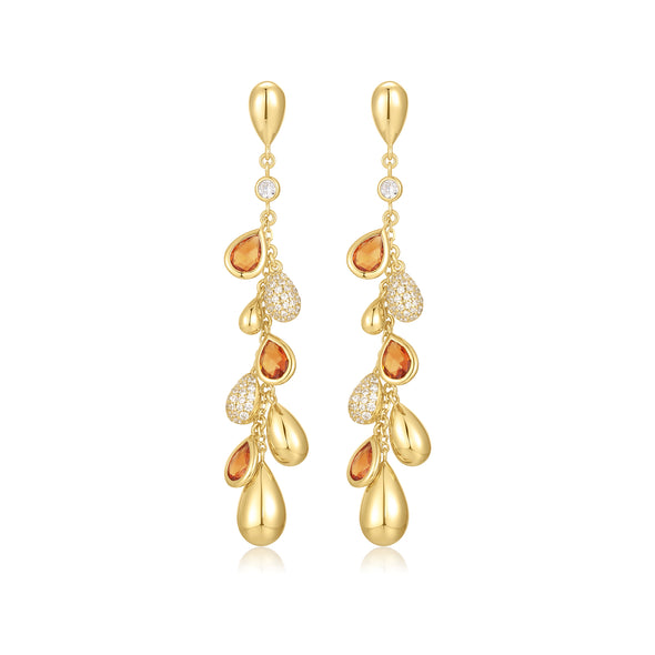 ANIA HAIE 14K GOLD PLATED ON STERLING SILVER NANO GEM TEARDROP CASCADE EARRINGS SHINY GOLD