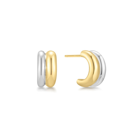 ANIA HAIE TWO TONE DUET MIXED HUGGIE HOOP EARRINGS