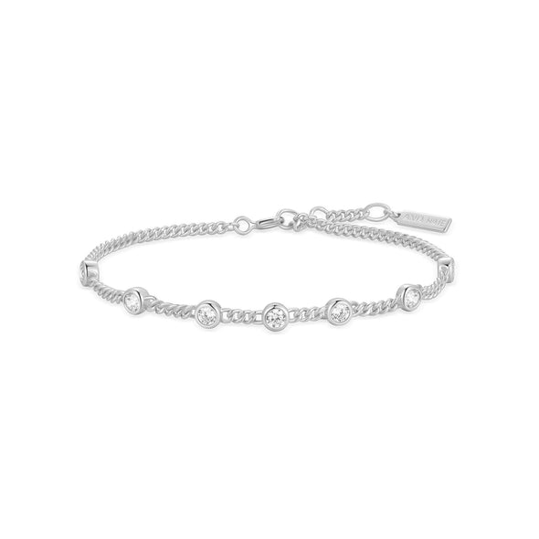ANIA HAIE STERLING SILVER MULTI STATION ROUND STONE CHAIN BRACELET