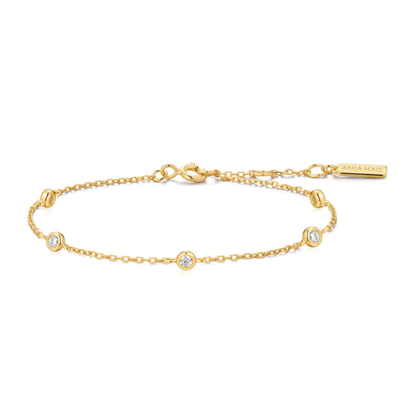 ANIA HAIE 14K GOLD PLATED ON STERLING SILVER GOLD CLASSIC BEZEL STATION BRACELET