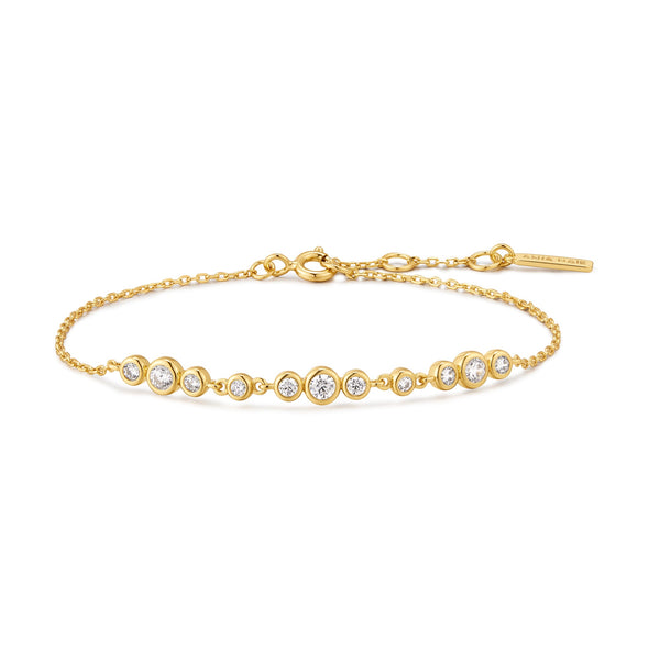 ANIA HAIE 14K GOLD PLATED ON STERLING SILVER GOLD GRADUATED BEZEL SET TRIOS BRACELET