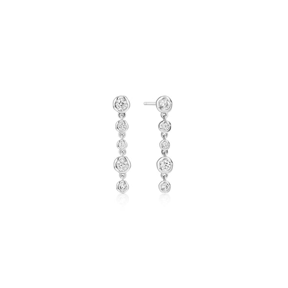 ANIA HAIE STERLING SILVER MOLTEN CASCADE BEZEL SET EARRINGS
