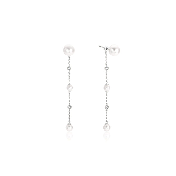 ANIA HAIE STERLING SILVER CASCADE SHELL PEARL STATION EARRINGS