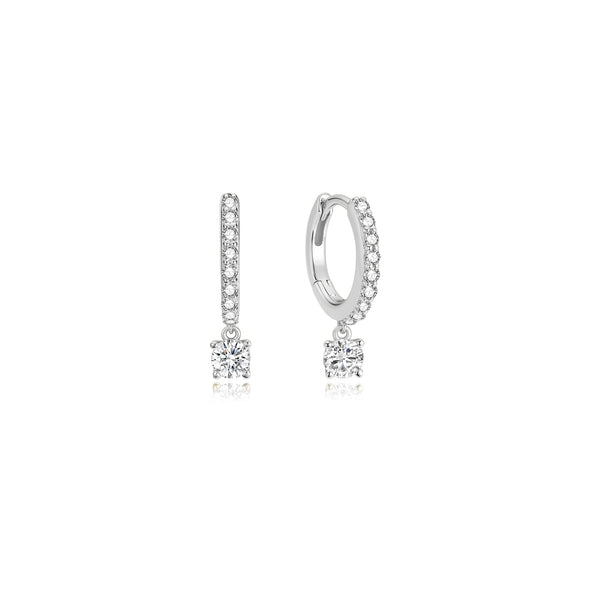 ANIA HAIE STERLING SILVER DANGLE SPARKLE HUGGIE EARRINGS