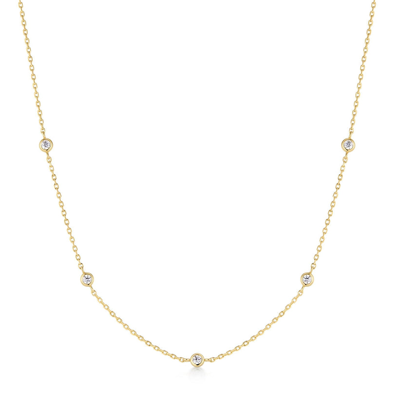 ANIA HAIE 14K GOLD PLATED ON STERLING SILVER CLASSIC BEZEL SET STATION NECKLACE