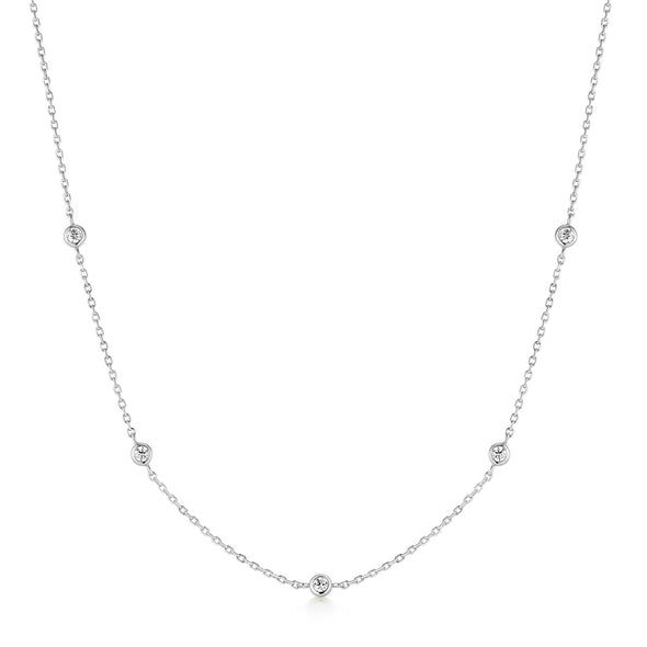 ANIA HAIE STERLING SILVER CLASSIC BEZEL SET STATION NECKLACE