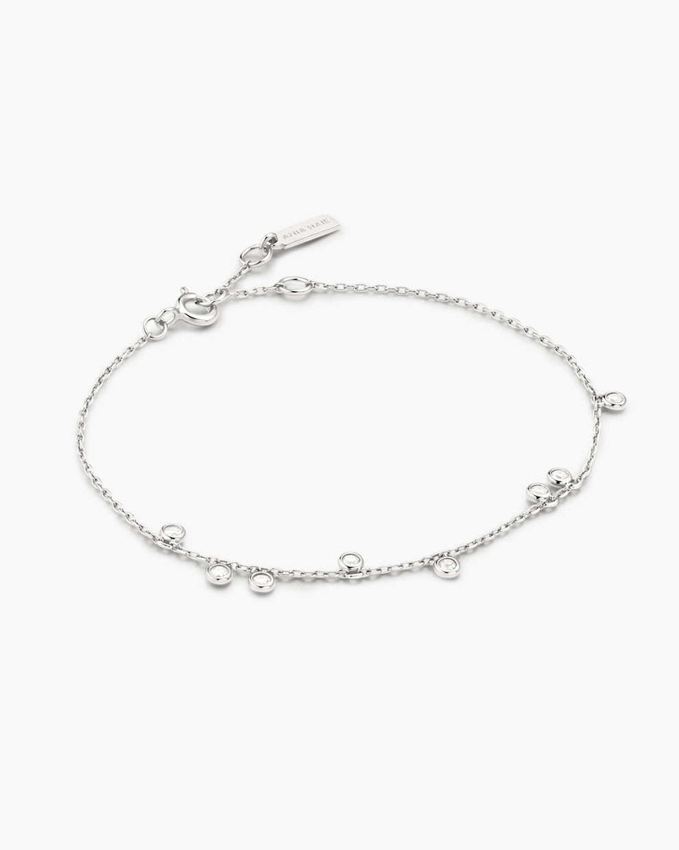 ANIA HAIE STERLING SILVER BEZEL SET DROPLET STATION BRACELET