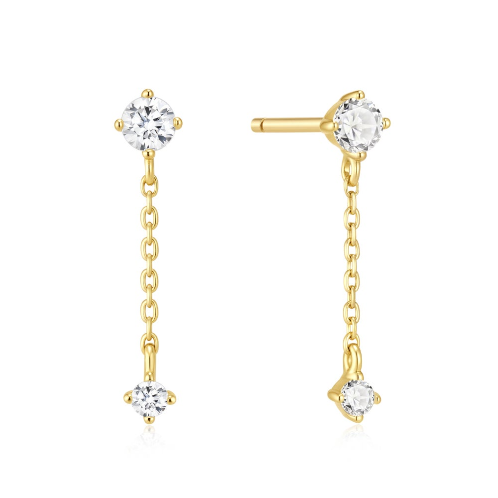 ANIA HAIE 14K GOLD PLATED ON STERLING SILVER GOLD CHAIN DROP STUD EARRINGS