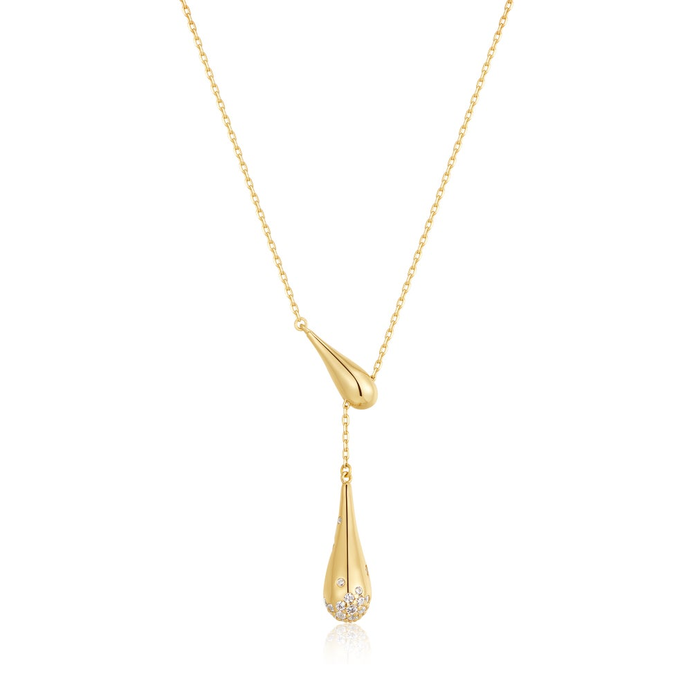 ANIA HAIE 14K GOLD PLATED ON STERLING SILVER GOLD SINGLE SLIDE TEARDROP NECKLACE