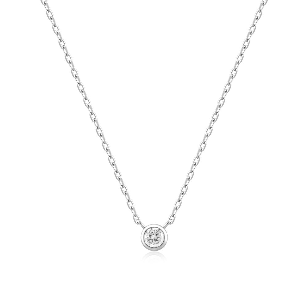 ANIA HAIE STERLING SILVER ROUND SOLITAIRE CUBIC ZIRCONIA NECKLACE