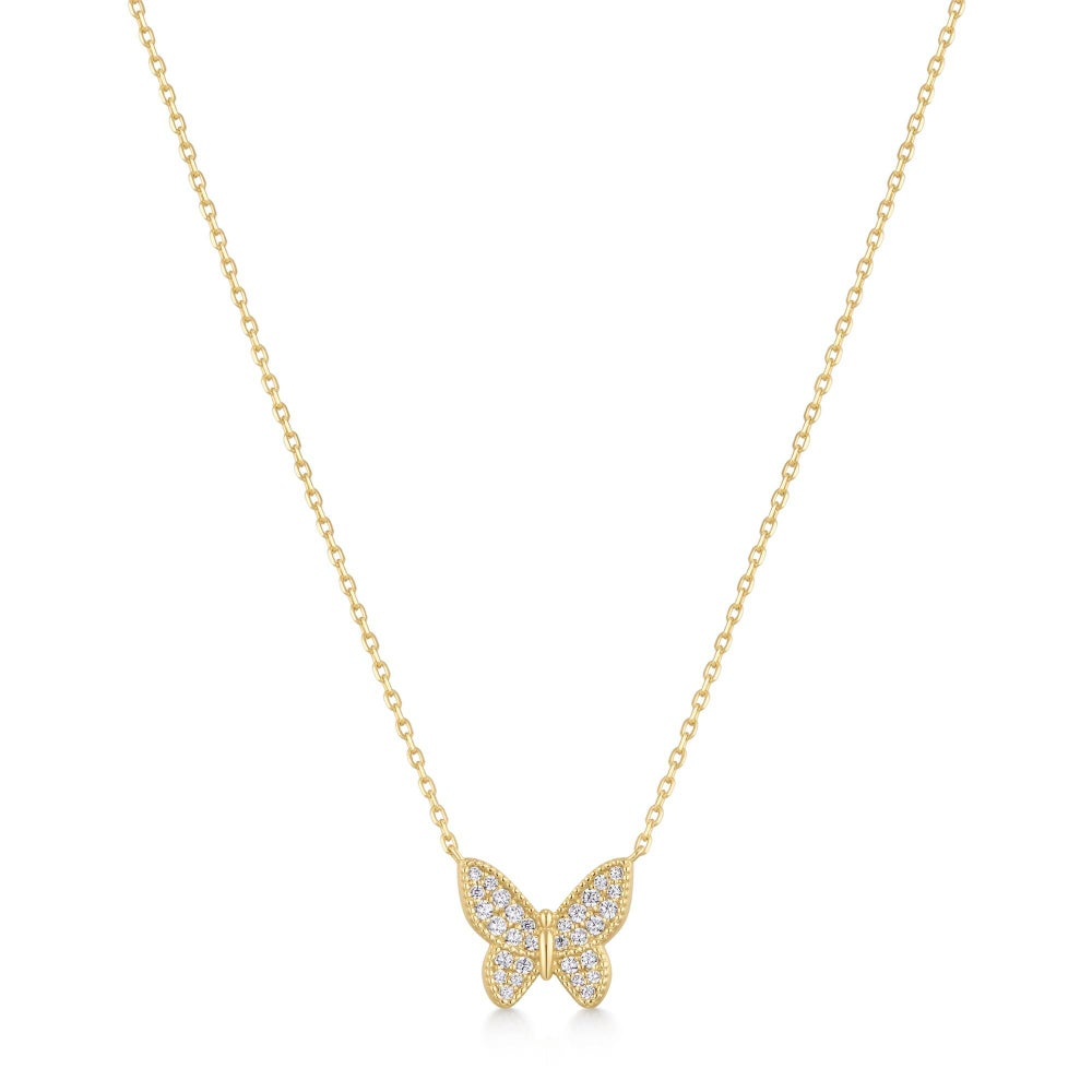 ANIA HAIE 14K GOLD PLATED ON STERLING SILVER GOLD BUTTERFLY PAVE NECKALCE